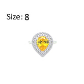Asfour Crystal Drew Ring With Halo Yellow Pear Design In 925 Sterling Silver-RD0204-WY-8