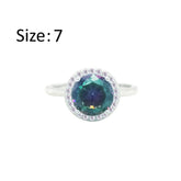 عصفور كريستال خاتم فضة عيار 925 بتصميم دائري متعدد الالوان مرصع بالزركون - RD0205-AP-7