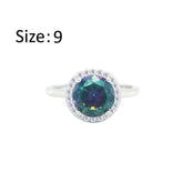 Asfour Crystal Drew Ring With Halo Multi Color Round Design In 925 Sterling Silver