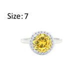 عصفور كريستال خاتم فضة عيار 925 بتصميم دائري اصفر مرصع بالزركون - RD0205-Y-7