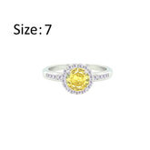 عصفور كريستال خاتم فضة عيار 925 بتصميم دائري اصفر مرصع بالزركون - RD0207-Y-7