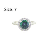 Asfour Crystal Drew Ring With Halo Multi Color Round Design In 925 Sterling Silver-RD0208-AP-7