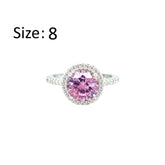 عصفور كريستال خاتم فضة عيار 925 بتصميم دائري وردي مرصع بالزركون - RD0209-O-8