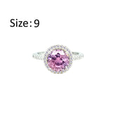 Asfour Crystal Drew Ring With Halo Rose Round Design In 925 Sterling Silver-RD0209-O-9