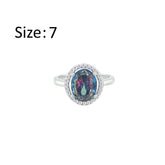Asfour Crystal Drew Ring With Halo Multi Color Oval Design In 925 Sterling Silver-RD0210-AP-7