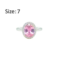 Asfour Crystal Drew Ring With Halo Rose Oval Design In 925 Sterling Silver-RD0211-O-7