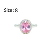 Asfour Crystal Drew Ring With Halo Rose Oval Design In 925 Sterling Silver-RD0211-O-8