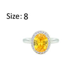 Asfour Crystal Drew Ring With Halo Yellow Oval Design In 925 Sterling Silver-RD0211-Y-8
