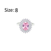 Asfour Crystal Drew Ring With Halo Rose Oval Design In 925 Sterling Silver-RD0213-WO-8