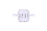 Asfour Crystal Halo Ring Inlaid With Emerald Cut Zircon Stone In 925 Sterling Silver RM0004-9