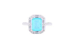 Asfour Crystal Drew Ring With Emerald Zircon Stone In 925 Sterling Silver RM0005-GC-7