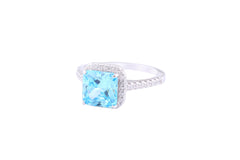 Asfour Creations Drew Ring With Clear & Aquamarine Zircon Stone In 925 Sterling Silver – Size 9 – RM0007-M-9