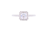 Asfour Crystal Halo Ring Inlaid With Asscher Cut Zircon Stone In 925 Sterling Silver RM0012-7