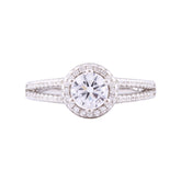 Asfour Crystal Halo Ring Inlaid With Round Zircon Stones In 925 Sterling Silver RM0014-9
