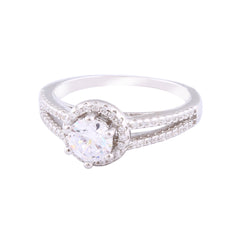 Asfour Creations Halo Ring Inlaid With Round Zircon Stones In 925 Sterling Silver – Size 9 – RM0014-9