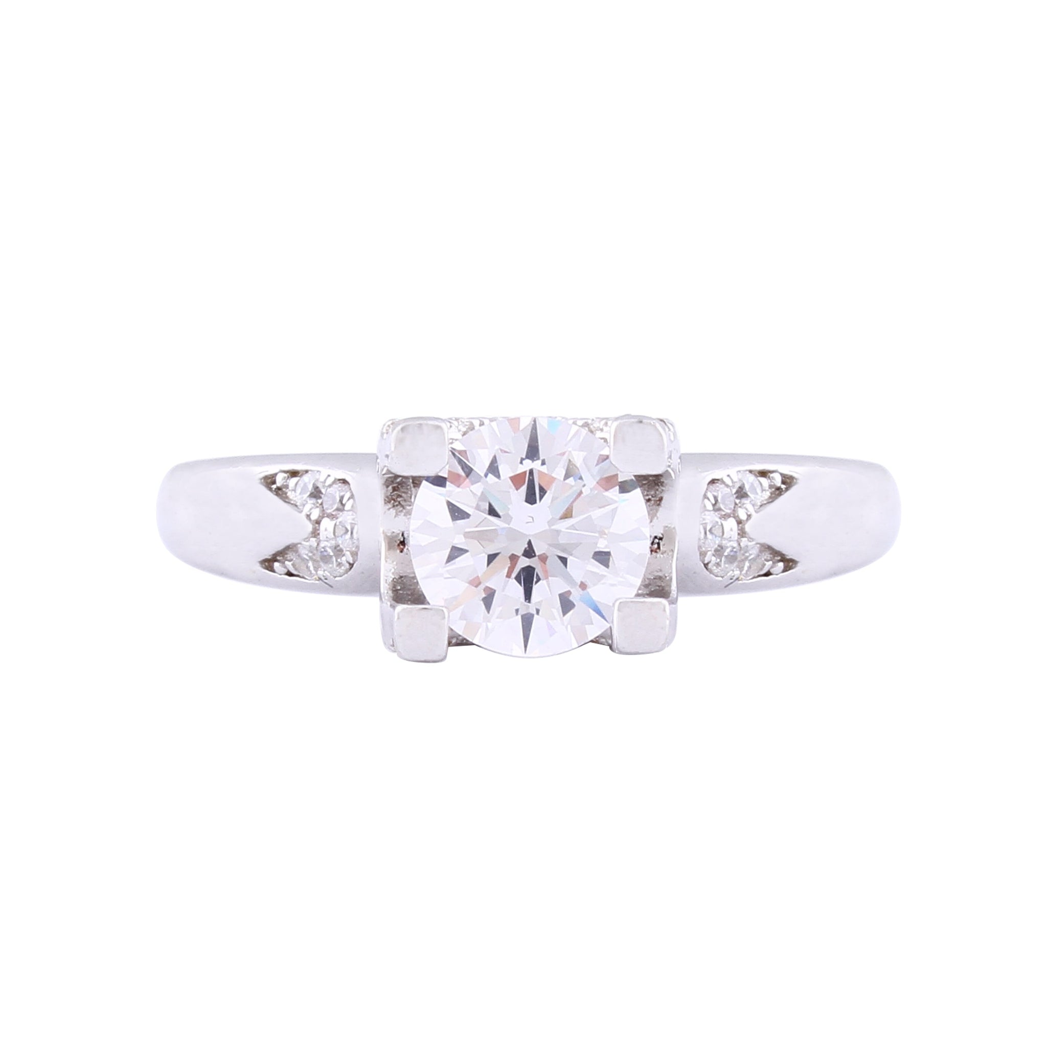 Asfour Crystal Drew Ring Inlaid With Round Zircon Stones In 925 Sterling Silver RM0016-8