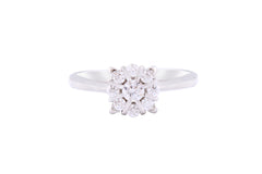 Asfour Crystal Halo Floral Ring Inlaid With Round Zircon Stones In 925 Sterling Silver RM0017-8