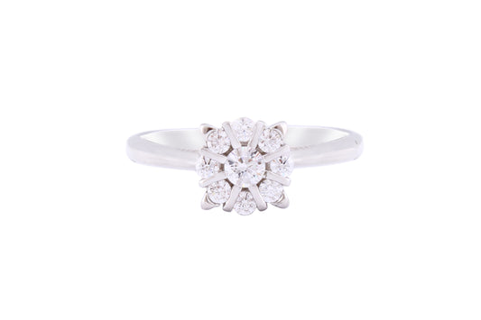 Asfour Crystal Halo Floral Ring Inlaid With Round Zircon Stones In 925 Sterling Silver RM0017-9