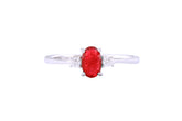Asfour Crystal Drew Ring Inlaid With Oval Cut Ruby Zircon Stone In 925 Sterling Silver RM0022-R-7