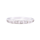 Asfour Crystal Vintage Band Ring With Round & Baguette Zircon Stones In 925 Sterling Silver RM0025-8