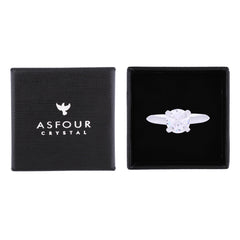 Asfour Crystal Drew Ring Inlaid With Round Zircon Stone In 925 Sterling Silver RM0037-8
