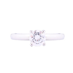 Asfour Crystal Drew Ring Inlaid With Round Zircon Stone In 925 Sterling Silver RM0039-8