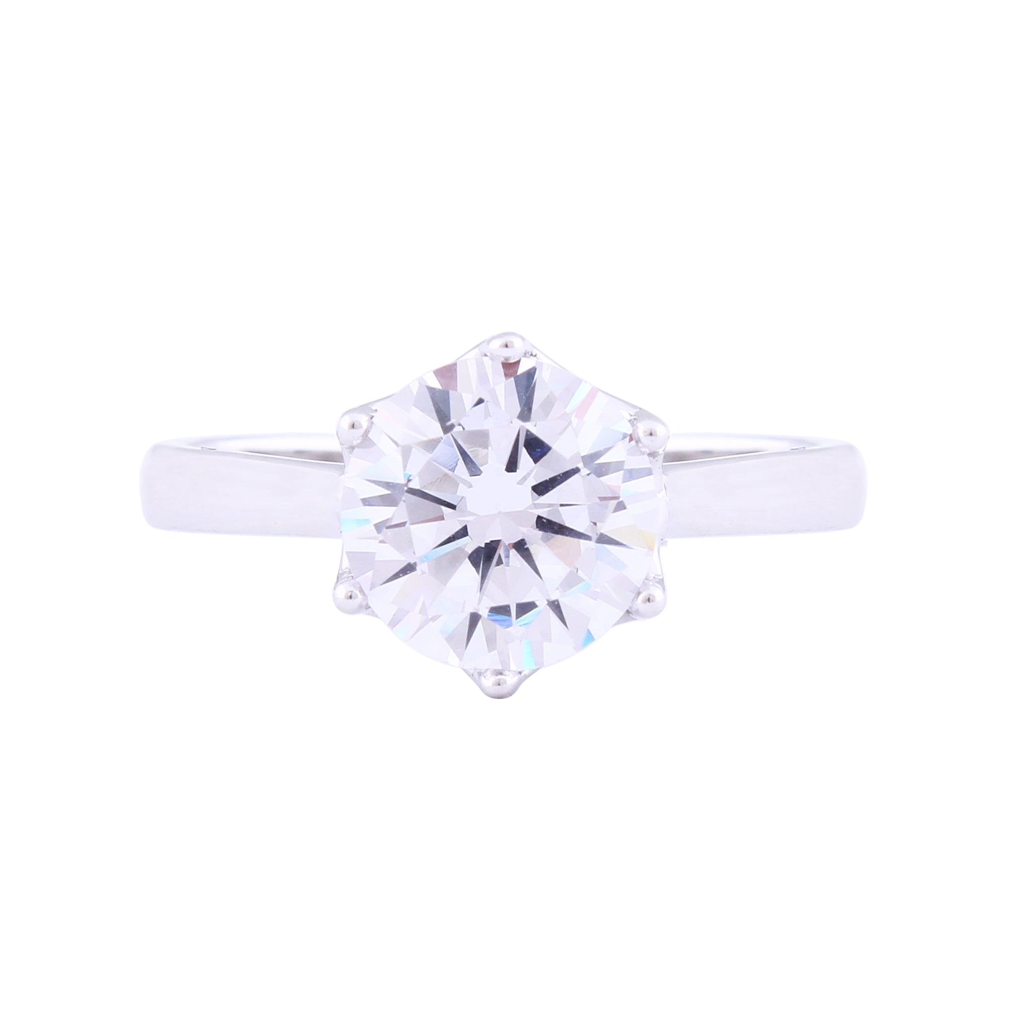 Asfour Crystal Drew Ring Inlaid With Round Zircon Stone In 925 Sterling Silver RM0041-8