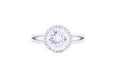 Asfour Crystal Halo Ring Inlaid With Round Zircon Stones In 925 Sterling Silver RM0042-7