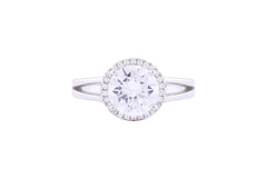 Asfour Crystal Halo Ring Inlaid With Round Zircon Stones In 925 Sterling Silver RM0042-7