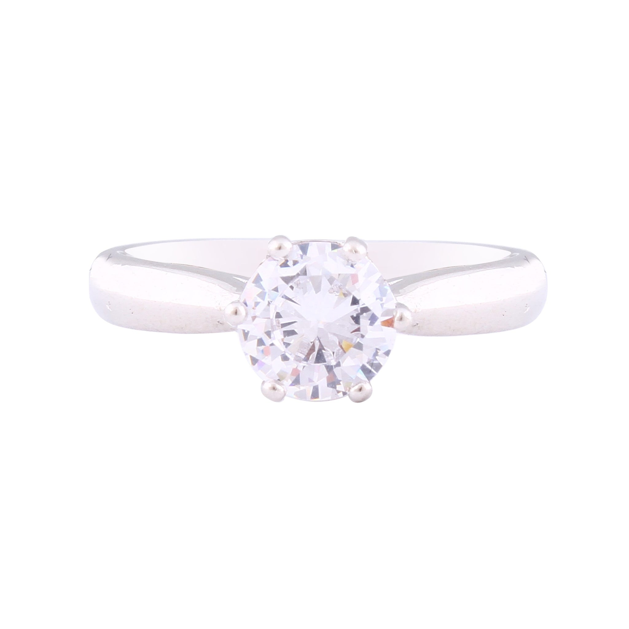 Asfour Crystal Drew Ring Inlaid With Round Zircon Stone In 925 Sterling Silver RM0045-7