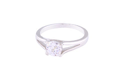Asfour Crystal Split Shank Ring Inlaid With Round Zircon Stone In 925 Sterling Silver RM0047-8