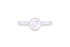 Asfour Crystal Halo Ring Inlaid With Round Zircon Stones In 925 Sterling Silver RM0058-8