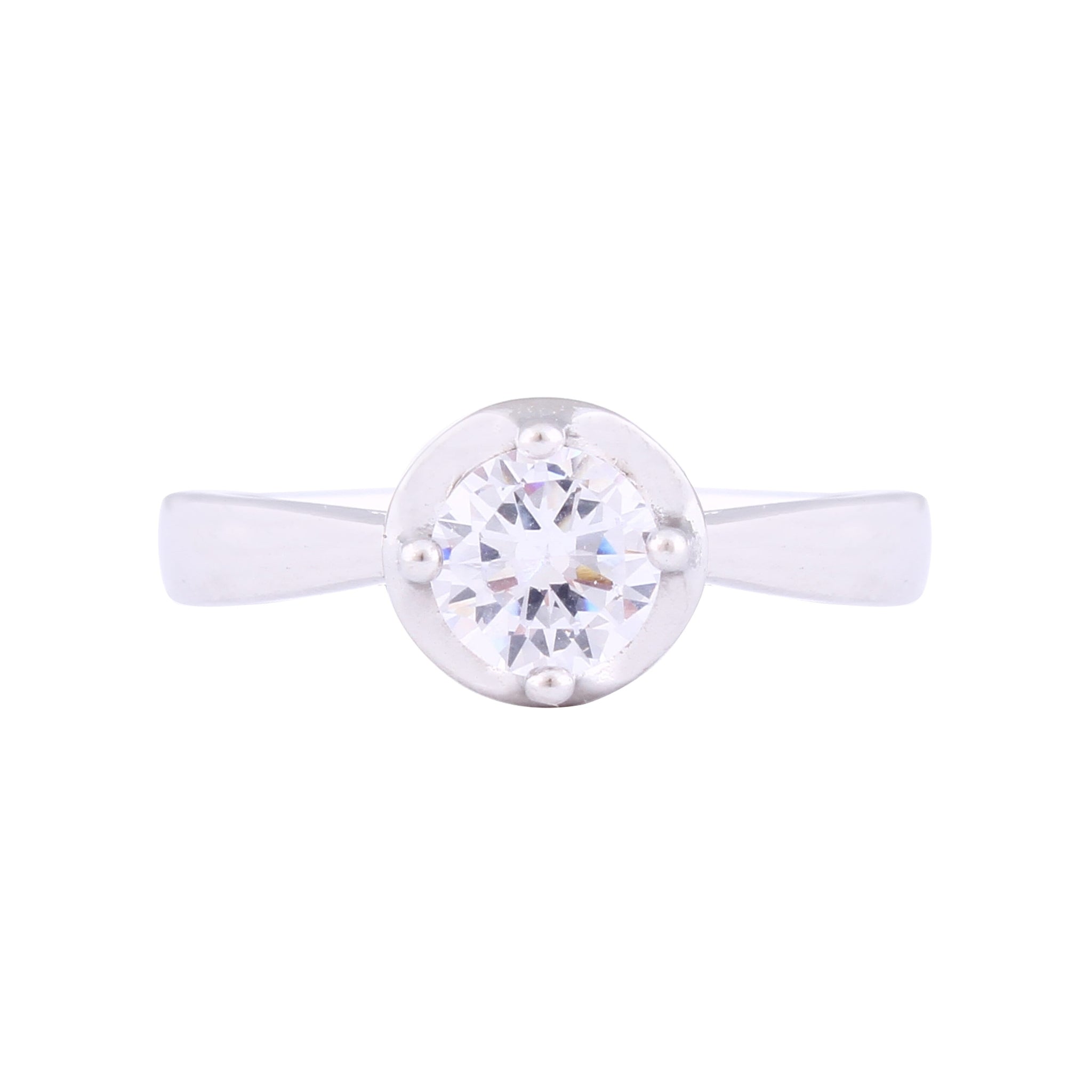 Asfour Crystal Drew Ring Inlaid With Round Zircon Stone In 925 Sterling Silver RM0060-8