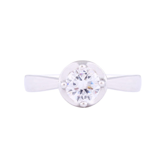 Asfour Crystal Drew Ring Inlaid With Round Zircon Stone In 925 Sterling Silver RM0060-8