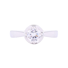 Asfour Crystal Drew Ring Inlaid With Round Zircon Stone In 925 Sterling Silver RM0060-8