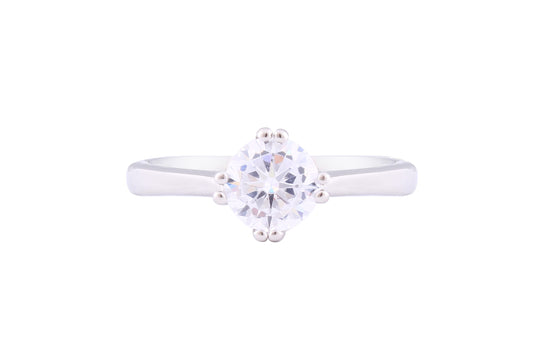 Asfour Crystal Drew Ring Inlaid With Round Zircon Stone In 925 Sterling Silver RM0062-7