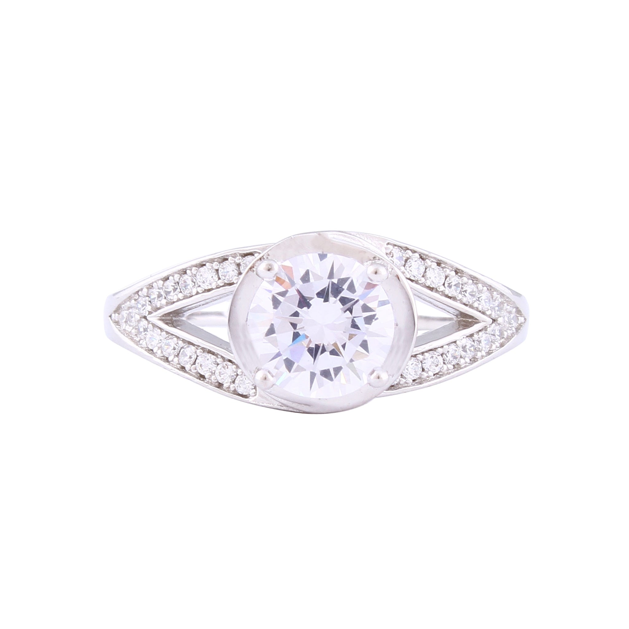 Asfour Crystal Drew Ring With Evil Eye Design Inlaid With Zircon In 925 Sterling Silver RM0072-7