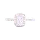 Asfour Crystal Halo Ring Inlaid With Emerald Cut Zircon Stone In 925 Sterling Silver RM0075-7