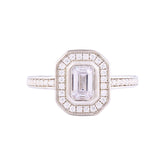 Asfour Crystal Halo Ring Inlaid With Emerald Cut Zircon Stone In 925 Sterling Silver RM0076-8
