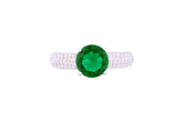 Asfour Crystal Drew Ring Inlaid With Emerald Round Zircon Stone In 925 Sterling Silver RM0081-WG-7