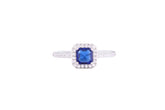 Asfour Crystal Halo Ring With Blue Square Zircon Stone In 925 Sterling Silver RM0082-WB-9