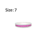 عصفور كريستال دبلة فضة عيار 925 مرصعة بفصوص زركون باجيت فوشيا RM0102-F-7