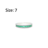 عصفور كريستال دبلة فضة عيار 925 مرصعة بفصوص زركون باجيت لون اخضر زمردي RM0102-G-7