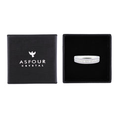 Asfour Creations Band Ring Inlaid With Baguette & Round Stones In 925 Sterling Silver – Size 9 – RM0104-9