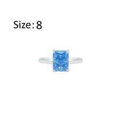 Asfour Crystal Drew Ring With Aquamarine Emerald Zircon In 925 Sterling Silver-RM0106-M-8