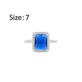 عصفور كريستال خاتم فضة عيار 925 مرصع بفص زركون اميرالد ازرق RM0107-B-7