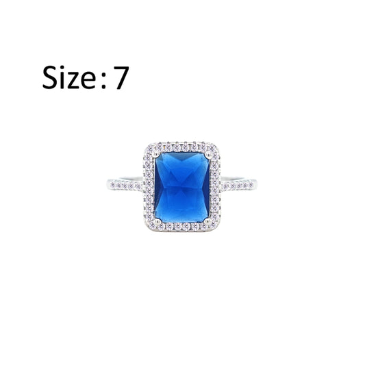 Asfour Crystal Drew Ring Inlaid With Blue Stones In 925 Sterling Silver-RM0107-B-7