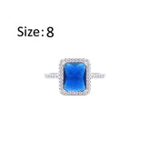 عصفور كريستال خاتم فضة عيار 925 مرصع بفص زركون اميرالد ازرق RM0107-B-8