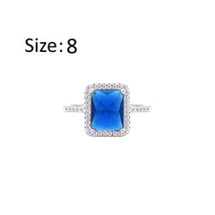 Asfour Crystal Drew Ring Inlaid With Blue Stones In 925 Sterling Silver-RM0107-B-8