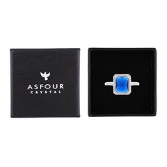 Asfour Crystal Drew Ring Inlaid With Blue Stones In 925 Sterling Silver-RM0107-B-9